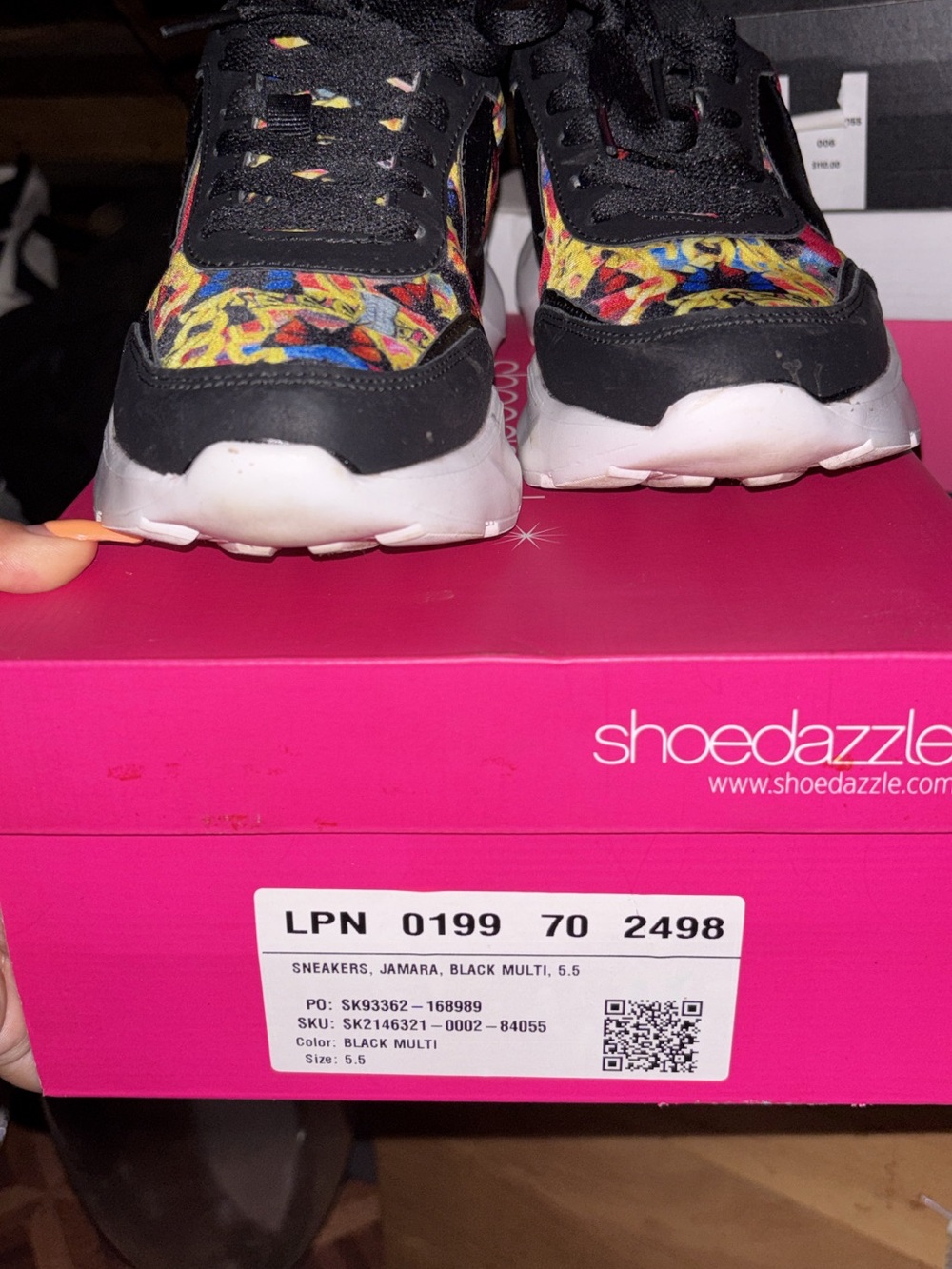 Shoe Dazzle Jamara Black Multi Sneakers
